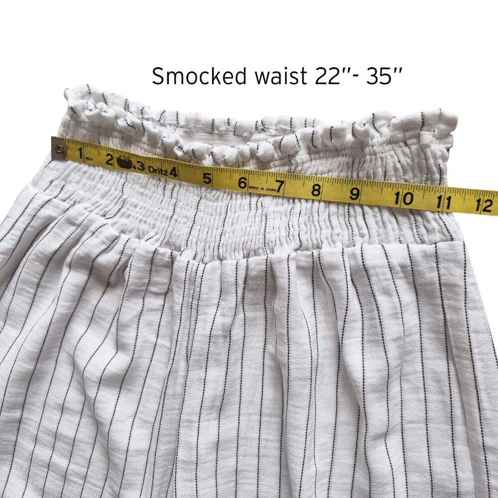HEROES & DREAMERS Smocked Waist Wide Leg Cotton Blend Striped Pants Size L - Picture 5 of 12